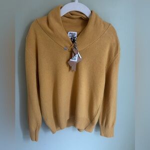 NWT Fico & Nico boy’s luxury sweater. Mustard w/shawl neck. Angora mix size 8